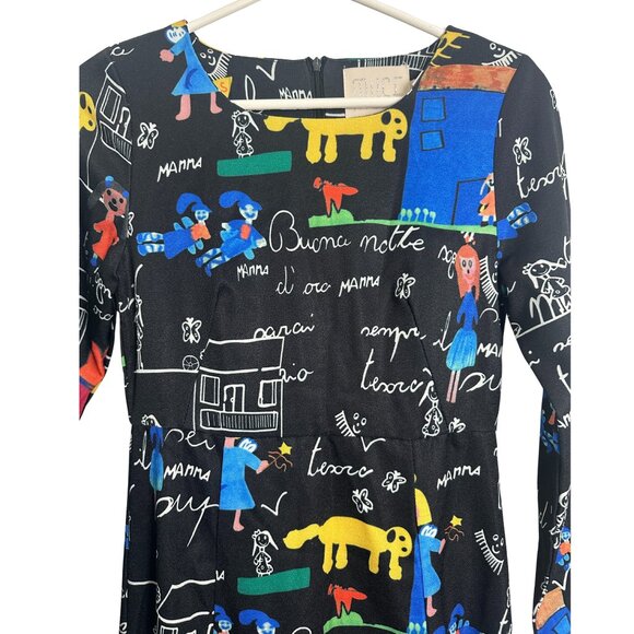 School Print Illustraded Midi Dress XS - Picture 5 of 8